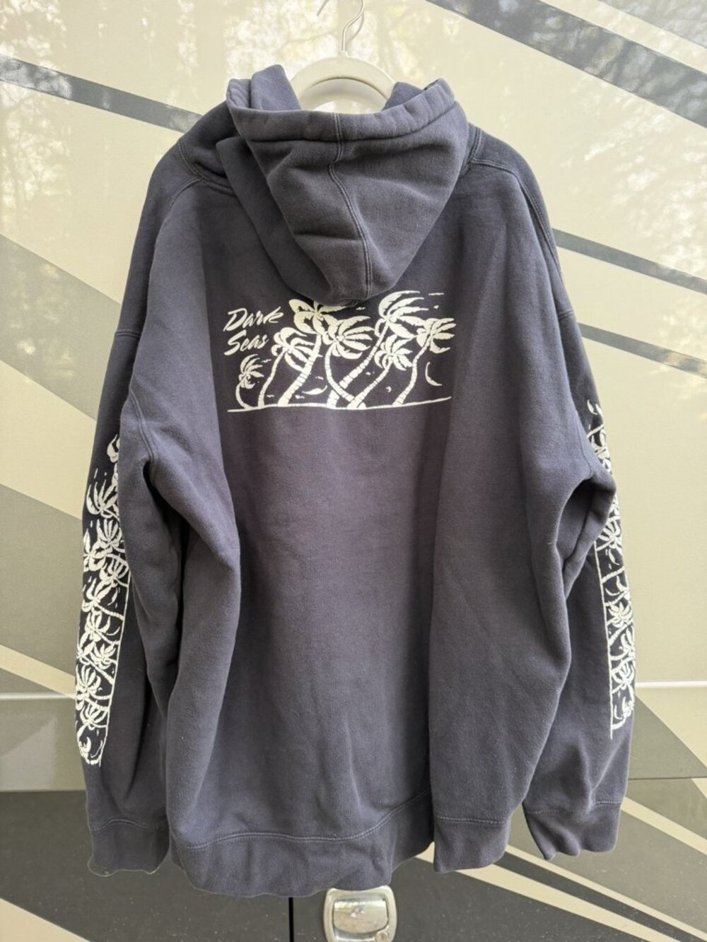 Vintage Y2K Dark Seas black palm trees double-sided hoodie grunge streetwear XXL